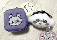 ちいかわ カラビナ付き刺繍スクエアポーチ ミニがまぐち 2個セットモモンガ