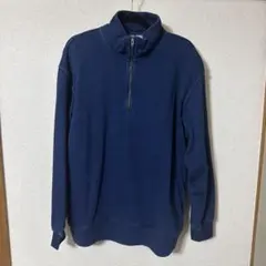 青 ハーフジップ スウェット XL