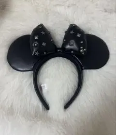 スタッズ付きブラックミニーマウス耳カチューシャ