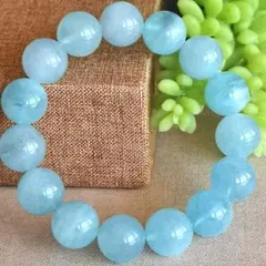 高品質【美品】大玉【透明感】天然石アクアマリン約13.6mmブレスレット