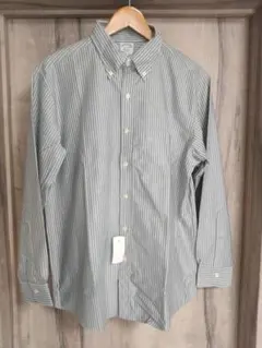 16-32 新品 ブルックスブラザーズ ボタンダウンシャツ 緑 白 アメリカ製