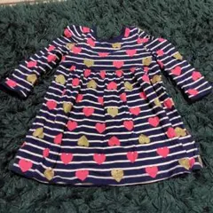 女の子　トップス　ワンピース　ハート柄　80cm