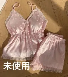 パット入りルームウェア　キャミソールトップ&ショーツセットアップ　ピンク　ハートのサムネイル