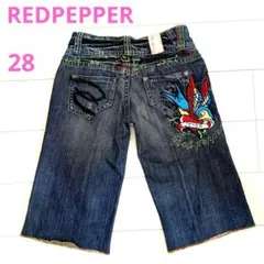 REDPEPPER デニム　ハーフパンツ　刺繍　28インチ
