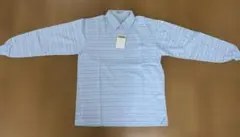 新品未使用　WORLD NIKE 水色ボーダーメンズ長袖薄手ポロシャツ L