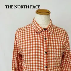 THE NORTH FACEオレンジと白のチェック長袖シャツ