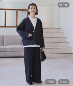 アイロンいらずのセットアップ パンツ&ジャケット　ネイビー