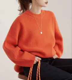 FRAMeWORK両畦プルオーバー ウール カシミヤ混 クルーネックニット