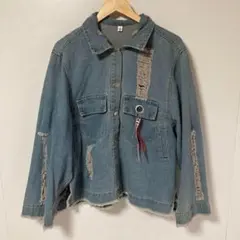 完売品 SEANA ダメージ加工 ライトブルー デニムジャケット