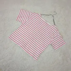 FREAK'S STORE ボートネック　半袖　ボーダー　カットソー　ピンク×白のサムネイル