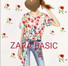 ZARA 　BASIC 水彩花柄花柄ブラウスのサムネイル