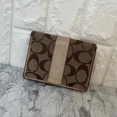 COACH コーチ シグネチャー×レザー 二つ折り財布 ミニ財布