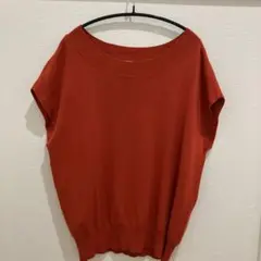 Chez toi オレンジ ノースリーブニット