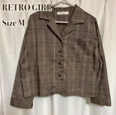 RETROGIRL レトロガール 襟付き チェックシャツ ブラウン Mのサムネイル