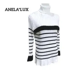 アネラリュクス ニット　タートルネック　リブニット フリル　13 LL 大きめ