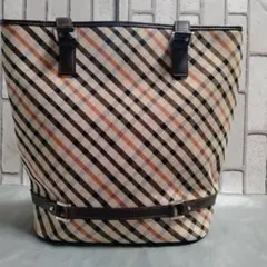 ダックス DAKS チェック ジャガード×本革 トートバッグ