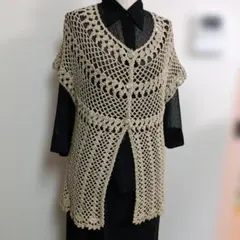 手編みベージュカーディガン　春夏用に