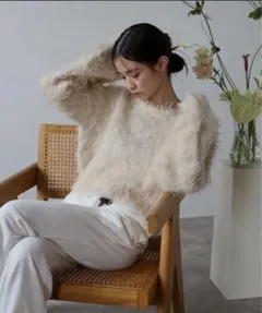 ENC テディベアーシャギークロップドプルオーバー