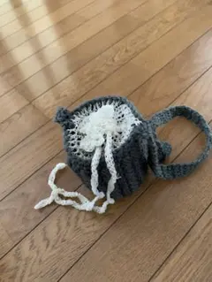 ハンドメイド 手編み 巾着ショルダーバッグ