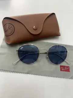 Ray-Ban サングラス オーバル シルバーフレーム ブルーレンズのサムネイル