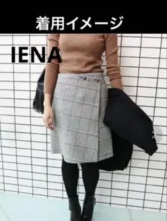 イエナ　Wフェイスリバーシブルスカート　グレー系チェック タイトミニスカート