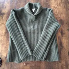 ESPRIT オリーブグリーン リブ編みセーター 長袖