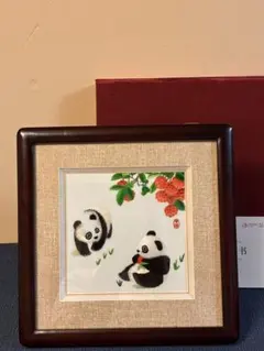 【19世紀 清朝期フレーム】水墨画 熊猫 「パンダ」54x56 中国美術 縁起物 19世紀 清朝期フレーム】水墨画 熊猫 「パンダ」54x56 中国美術 縁起物