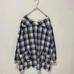 チェック柄　チュニック【3L】コットン100% ロングブラウス　大きいサイズ