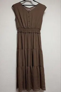Allamanda アラマンダ　ブラウン ノースリーブ ワンピース　夏服　春服のサムネイル
