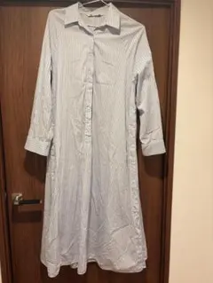 ZARA ストライプ 長袖 シャツワンピース XS