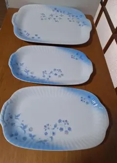 ノリタケ Noritake 8752 クラフトーン　3枚セット ブルー花柄のサムネイル