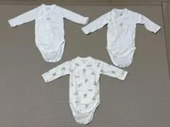 【新品未使用】プチバトー　クマプリント長袖あわせボディ３枚組　60サイズ