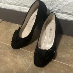 DIANA ダイアナ 1粒ビジューつきリボン ミドルヒールパンプス