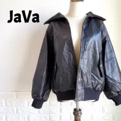 ジャバ　JaVa　リブタートル　レザー　ブルゾン　ジャケット　ブラック　S