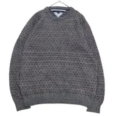 トミーヒルフィガー バーズアイ柄ニット セーター グレーr77①