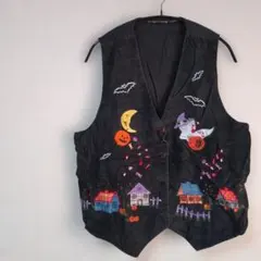 希少レア Cropped Heads 桜刺繍 和柄 コットン ワークベスト黒L - メルカリ