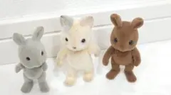 【レトロ・希少】シルバニアファミリー 人形セット 3体　うさぎ×２　ねこ×１