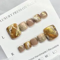 フットネイルチップ べっ甲ネイル 秋ネイル ニュアンス　マグネット 大人可愛い