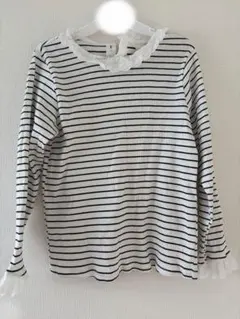 H&M 長袖カットソー　ボーダー　フリル