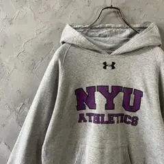 アンダーアーマー　パーカー　ビッグプリント　NYC 刺繍ロゴ　グレー　IW19