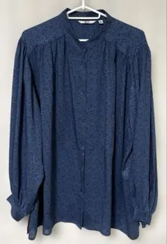 美品！ユニクロ UNIQLO C 長袖ブラウス 植物柄 スタンドカラー XXL