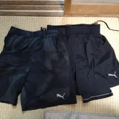 PUMA ブラックショートパンツ ドットパターン