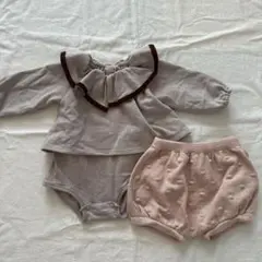 petit main 80サイズ フリルロンパース　ブルマ