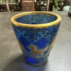 青色ガラスコップ