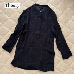 【Theory】セオリー シルク絹100% チェック柄 長袖ブラウス　チュニックのサムネイル