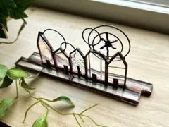 ステンドグラス　オブジェ　ガラス　虹色×透明な街並み　インテリア　24