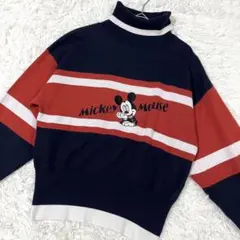 MOUSSY × Disney ミッキーマウス 刺繍 タートルネック ニット