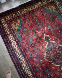 【未使用品】ヴィンテージ ハマダンラグ デットストック品　赤