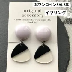 ワンコインSALE❣️きれい色×黒クリア ネジバネ式イヤリング ハンドメイド 春