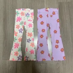 ZARAフラワープリント フレアパンツ 104